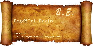 Bogáti Ervin névjegykártya