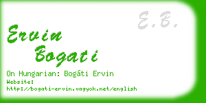 ervin bogati business card