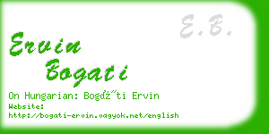 ervin bogati business card